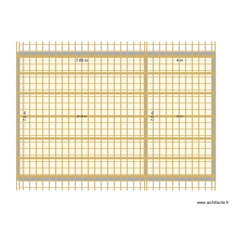Charpente projet 1. Plan de 2  et 87 m²