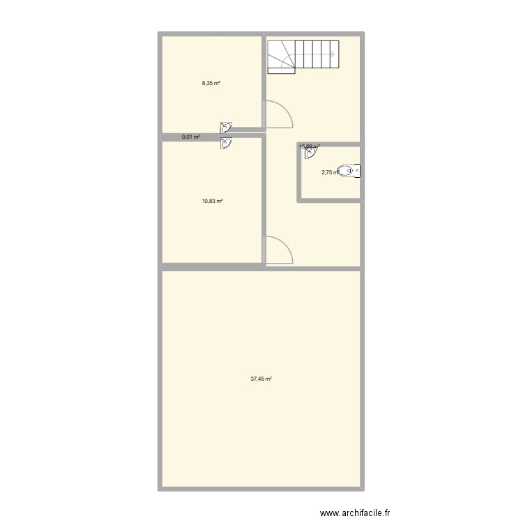 Sous sol aménagé. Plan de 6 pièces et 75 m2