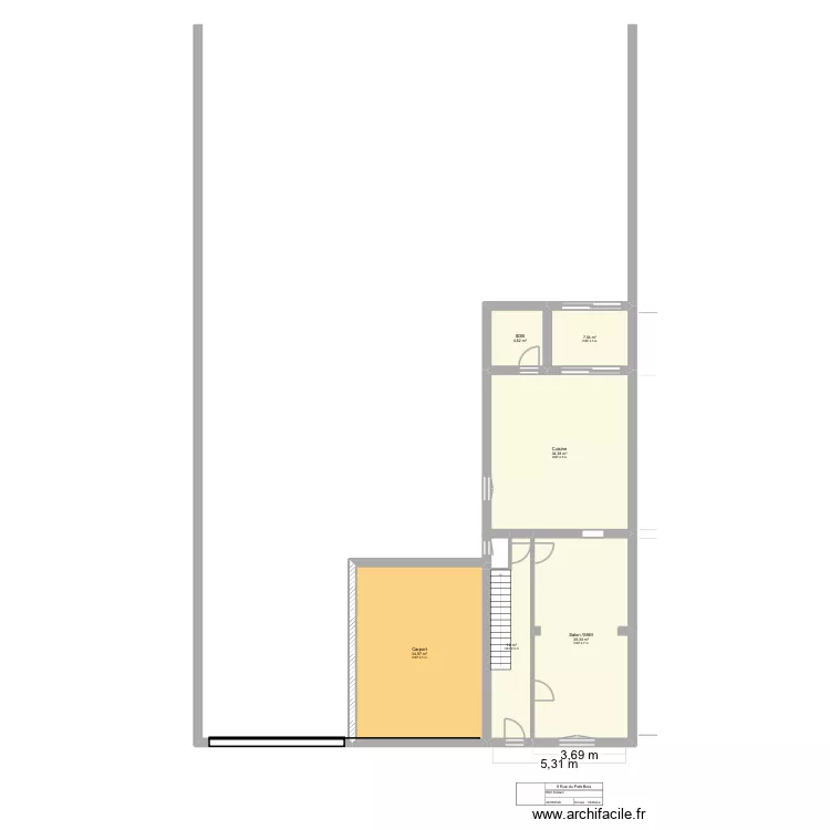 Petit Bois / RDC - Existant. Plan de 6  et 124 m²