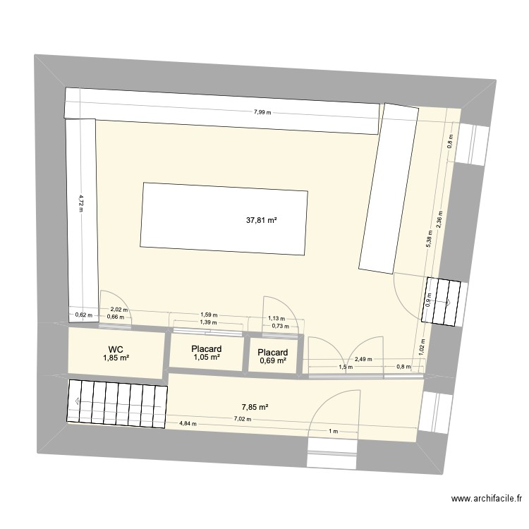 Gobie3. Plan de 5 pièces et 49 m2