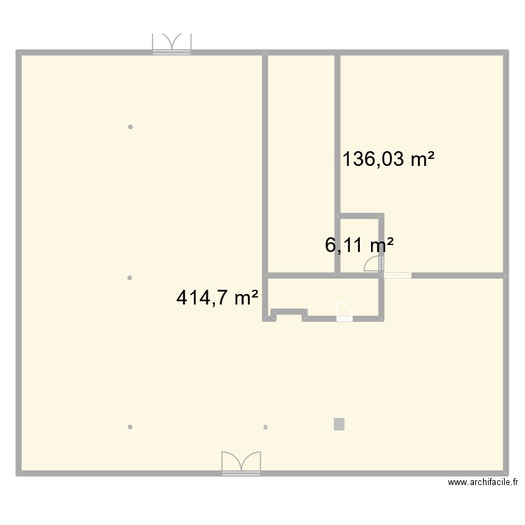 magasin. Plan de 3 pièces et 557 m2