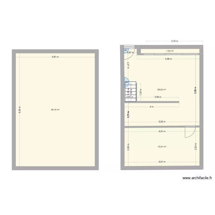Bureau. Plan de 4  et 94 m²