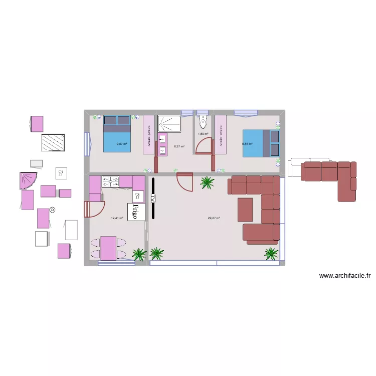 plan De filippo 4. Plan de 6  et 69 m²