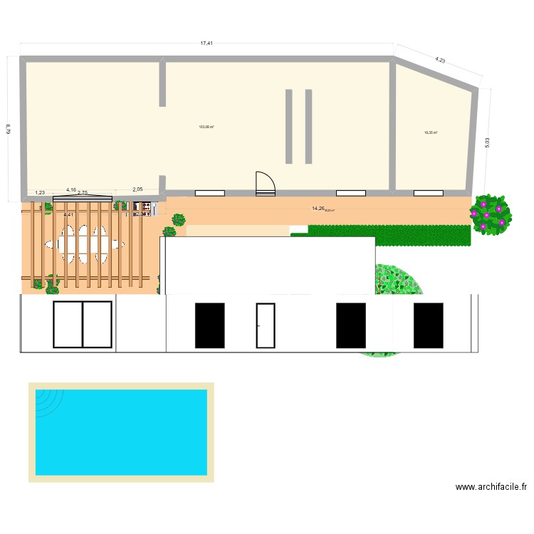 terrasse cairanne. Plan de 3 pièces et 177 m2