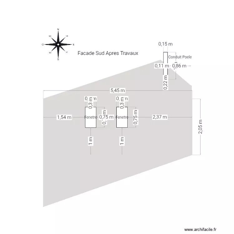 Facade SUD Apres Travaux. Plan de 
