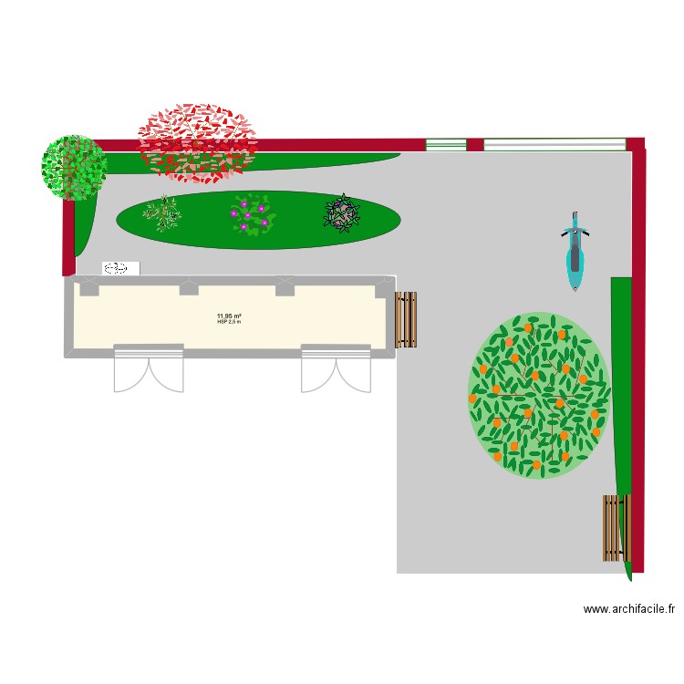 balcon. Plan de 1 pièce et 12 m2