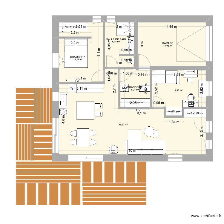 Maison 3. Plan de 6 pièces et 86 m2