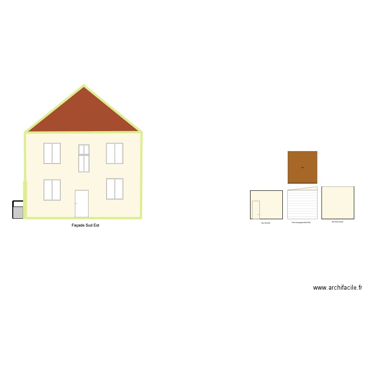 Plan de facade 2. Plan de 2 pièces et 73 m2