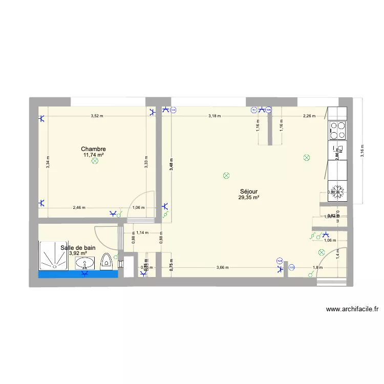 Champlan. Plan de 3  et 45 m²