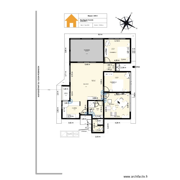 Maison TAHITI 3. Plan de 6 pièces et 121 m2