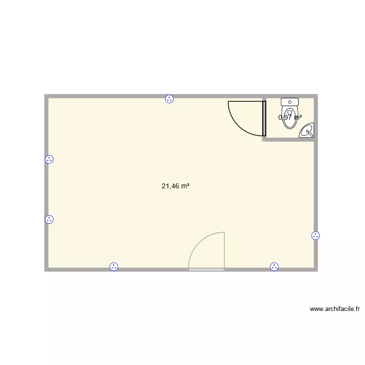 Projet Mikael. Plan de 2  et 22 m²