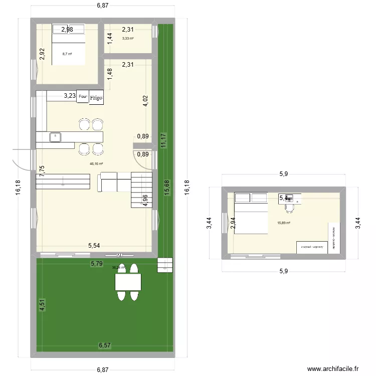 Maison St Pierre bis bis. Plan de 5 pièces et 112 m²