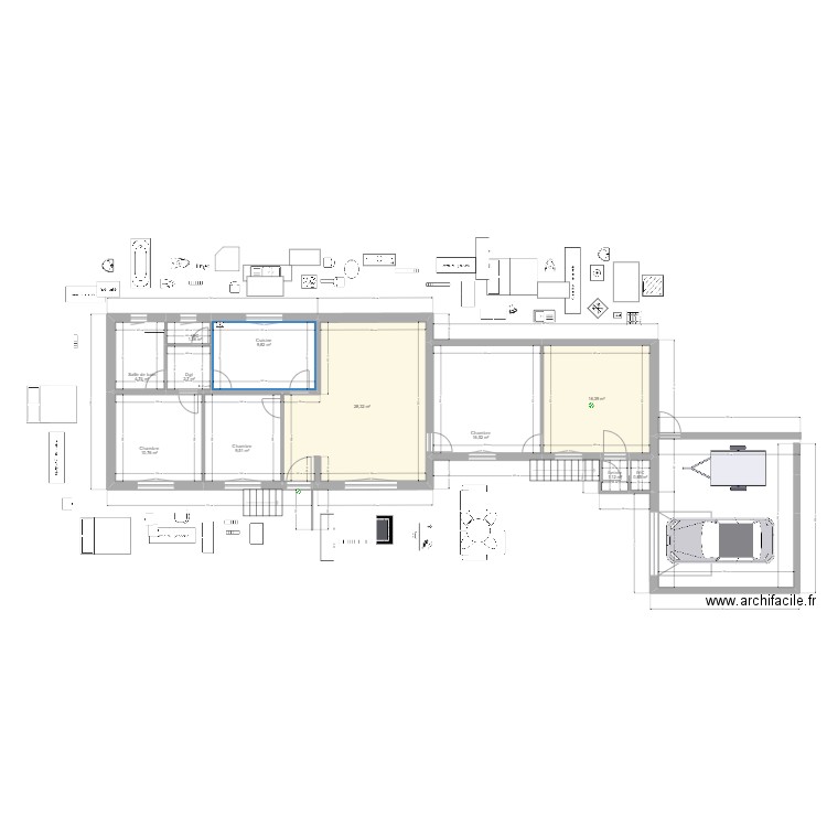 plan Cesson renov version 1. Plan de 11 pièces et 102 m2