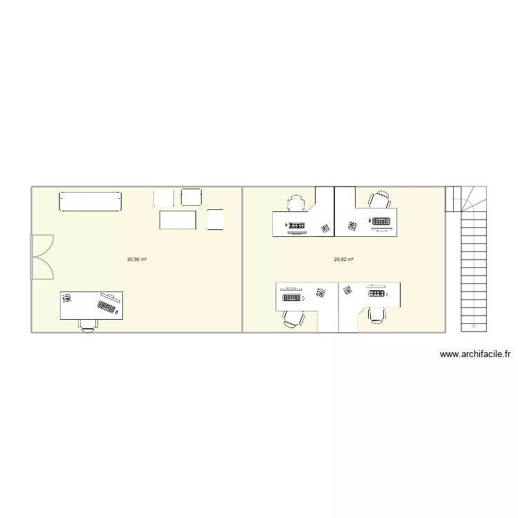 SHOW ROOM + SC. Plan de 2  et 61 m²