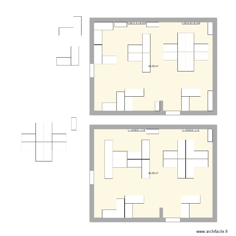 Bureau. Plan de 2 pièces et 81 m2