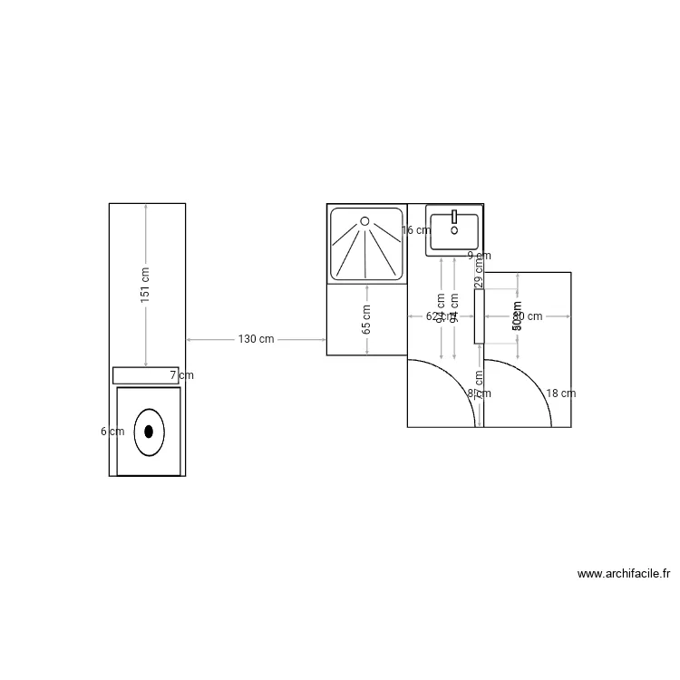 Salle de bains 1. Plan de 