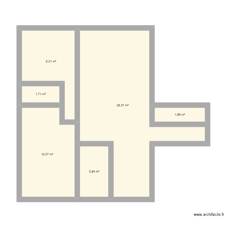 New house. Plan de 6 pièces et 56 m2