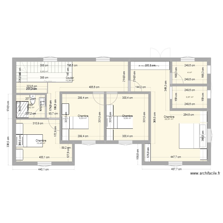 shifa. Plan de 15 pièces et 172 m2