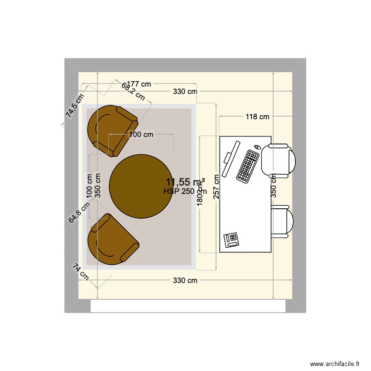 Beauchamp Mougins 2. Plan de 1 pièce et 12 m2