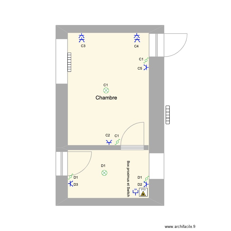 Projet gîte 2 ( Chambre ). Plan de 1 pièce et 16 m2