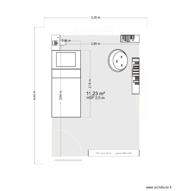 Chambre Hugo. Plan de 1 pièce et 11 m2