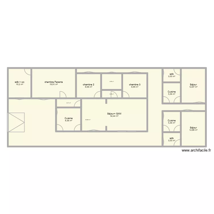PAUL. Plan de 16  et 224 m²