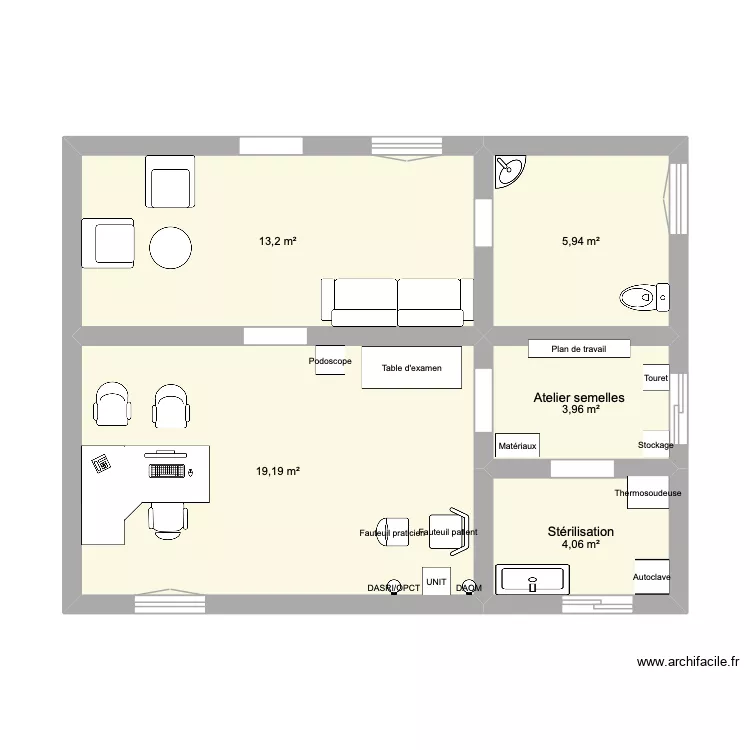 CABINET 2. Plan de 5  et 46 m²