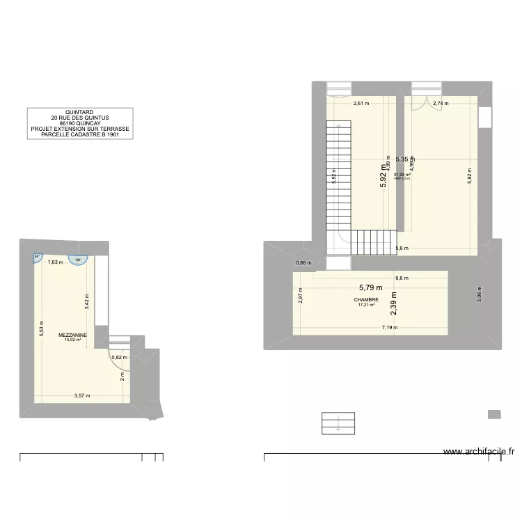ETAGE. Plan de 3  et 64 m²