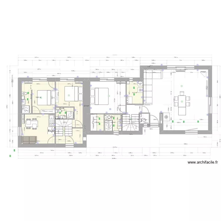 cc4-LOGEMENT ETUDIANT- rdc 1logement 1 chambre sdb modif. Plan de 6 Pièces et 55 m² cc4-LOGEMENT ETUDIANT- rdc 1logement 1 chambre sdb modif. Plan de 6 Pièces et 55 m²