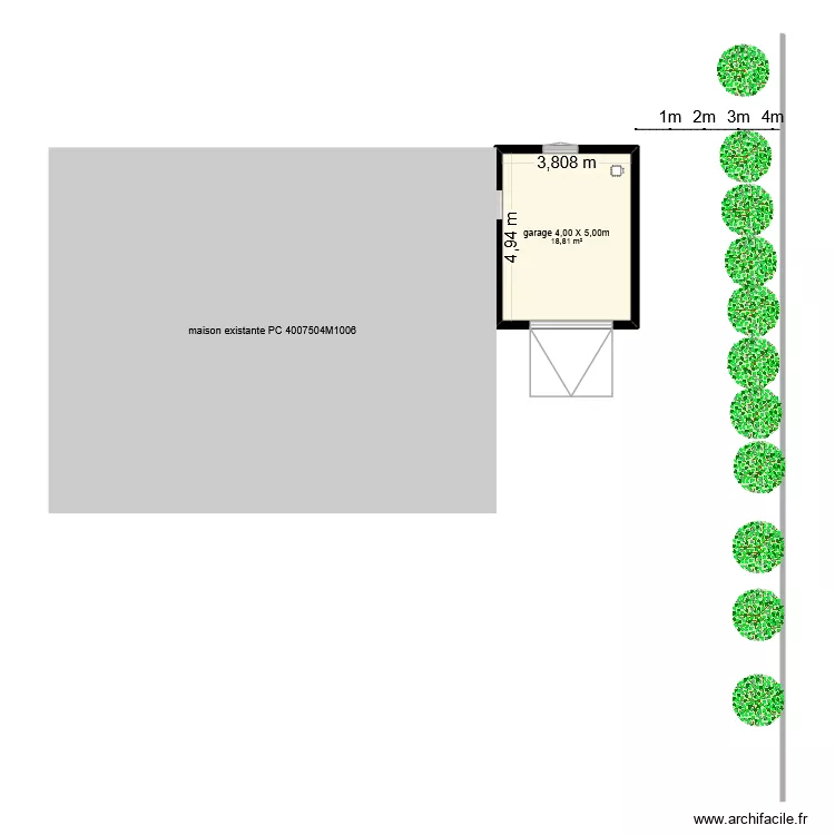 Proget Garage. Plan de 1  et 19 m²
