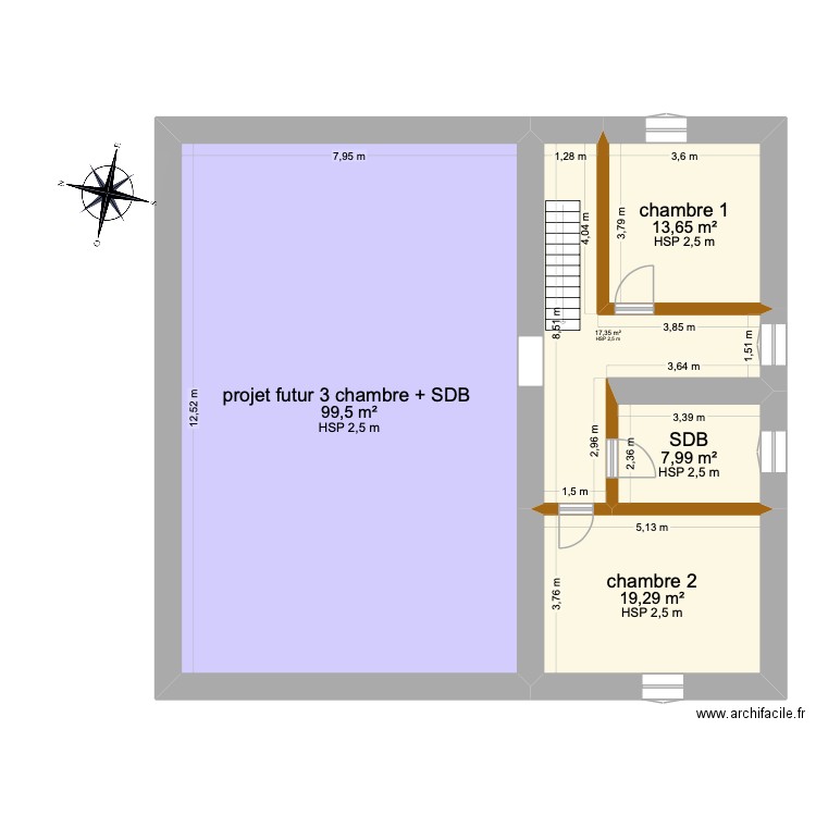 la fruitière 1 er étage. Plan de 5 pièces et 158 m2