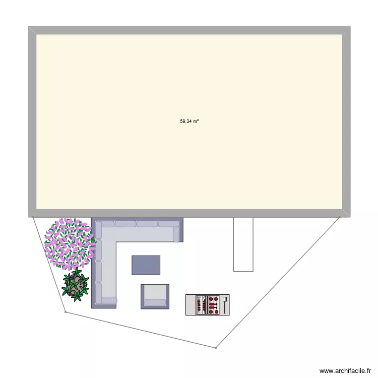 CCC. Plan de 1 Pièce et 59 m²