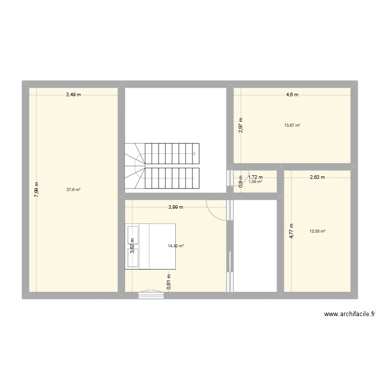 veyre 345. Plan de 5 pièces et 70 m2