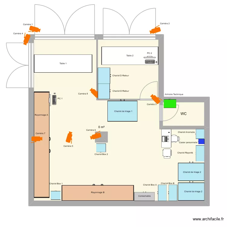 Agence rabat layout. Plan de 4  et 61 m²