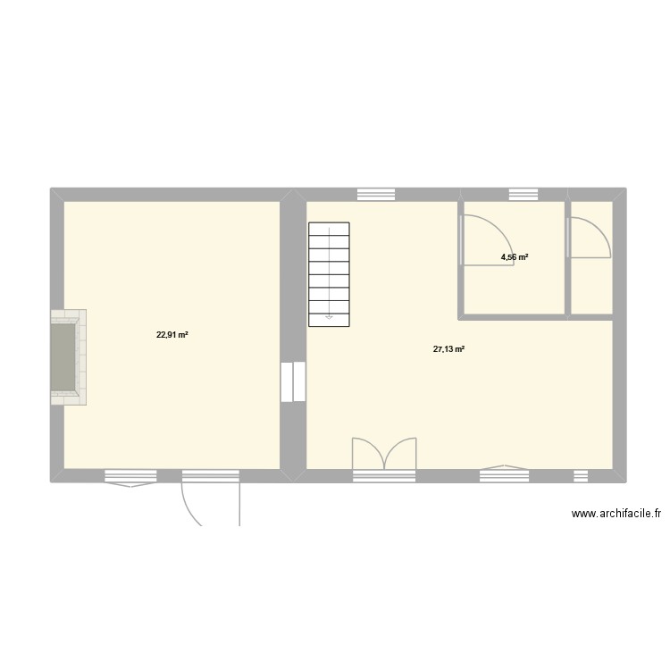 maison pouligny. Plan de 3 pièces et 55 m2
