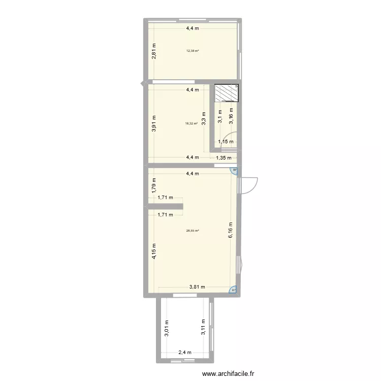 FLASSANS 1. Plan de 3  et 55 m²