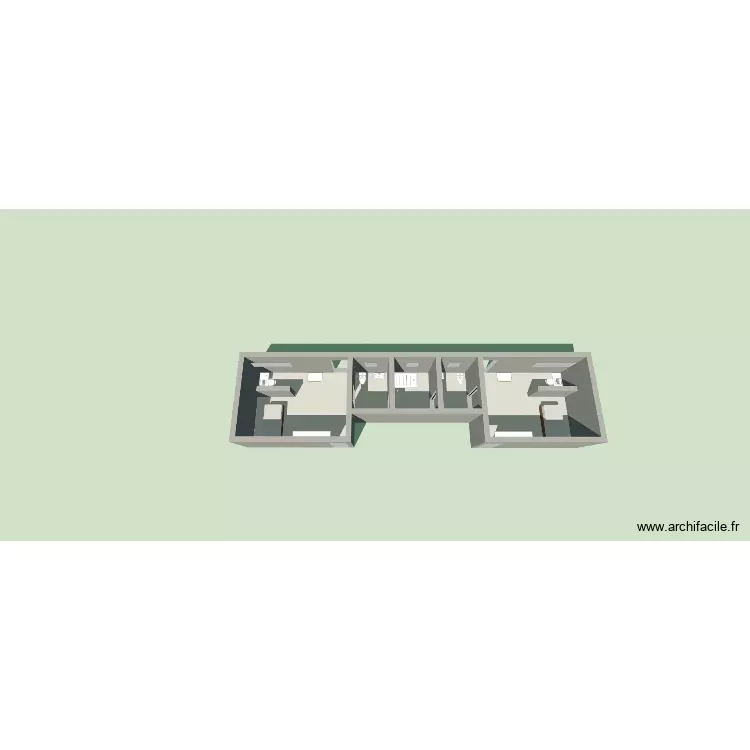 chambre TSA avec salle de bain semi privative. Plan de 5 Pièces et 51 m²