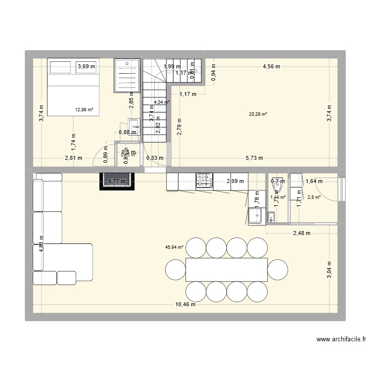 villa Ronarlthilde. Plan de 7 pièces et 88 m2