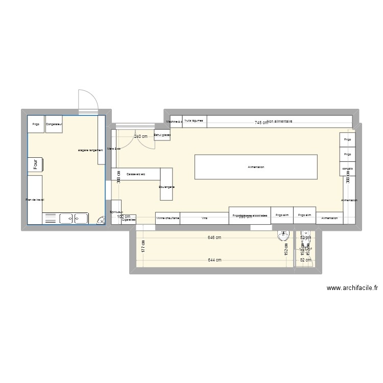 Epiceria 2. Plan de 3 pièces et 68 m2