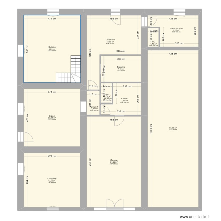 QUILES RDC. Plan de 12 pièces et 208 m2