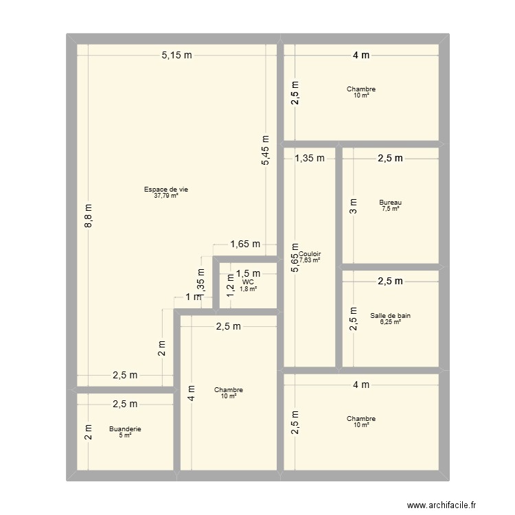 Maison construction projet. Plan de 9 pièces et 96 m2