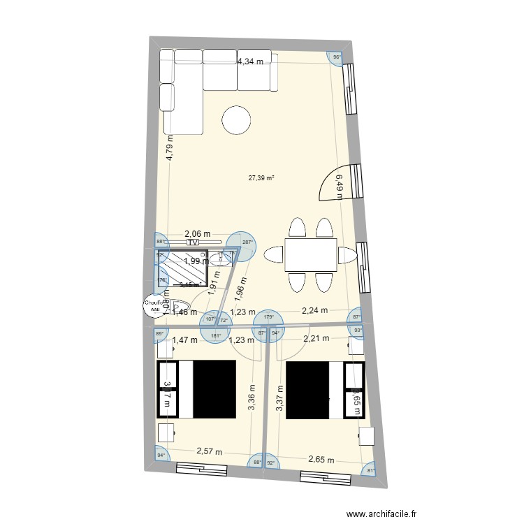 plan caza argeles. Plan de 4 pièces et 48 m2