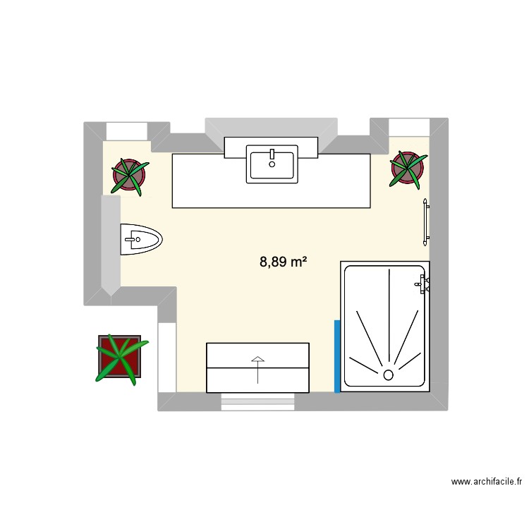 CITY BATHROOM - OPTION 3. Plan de 1 pièce et 9 m2