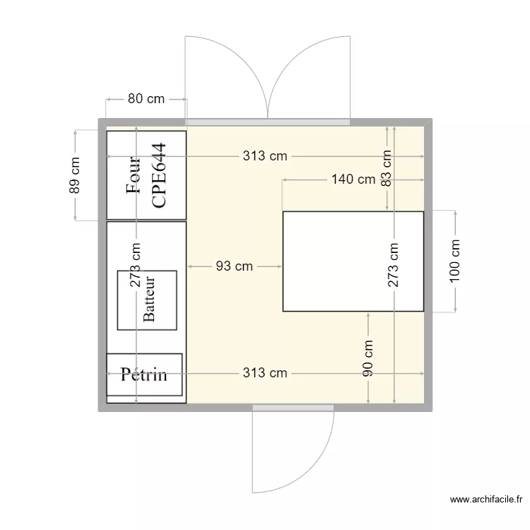 Micro-boulangerie. Plan de 