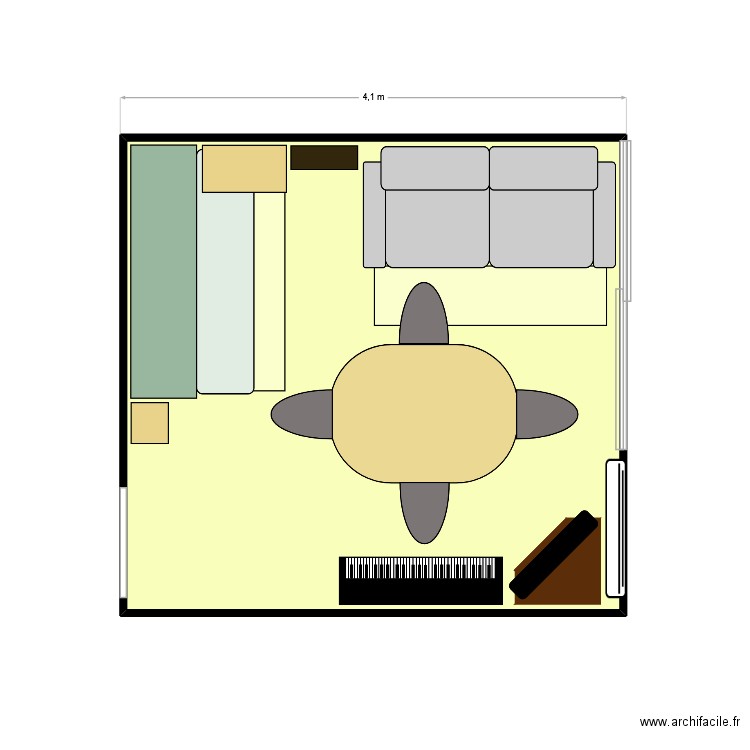 Salon définitif. Plan de 1 pièce et 15 m2