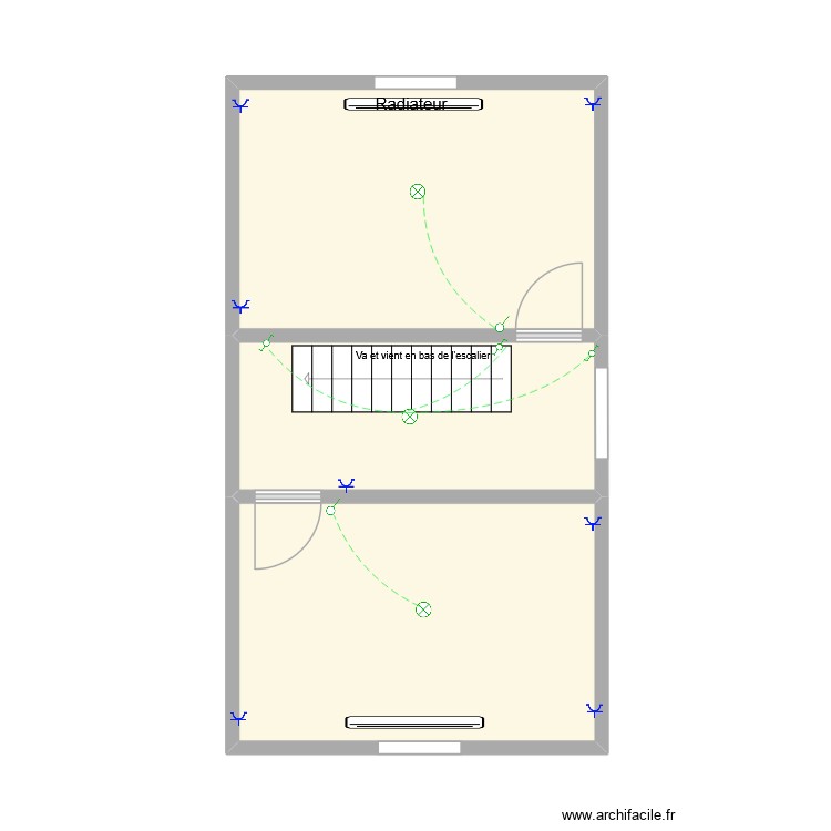 Sclassin 29 - Chambres grenier - Plan électrique & chauffage. Plan de 3 pièces et 33 m2