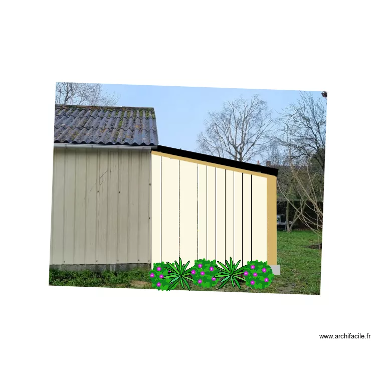Appentis vue arrière. Plan de Appentis vue arrière. Plan de
