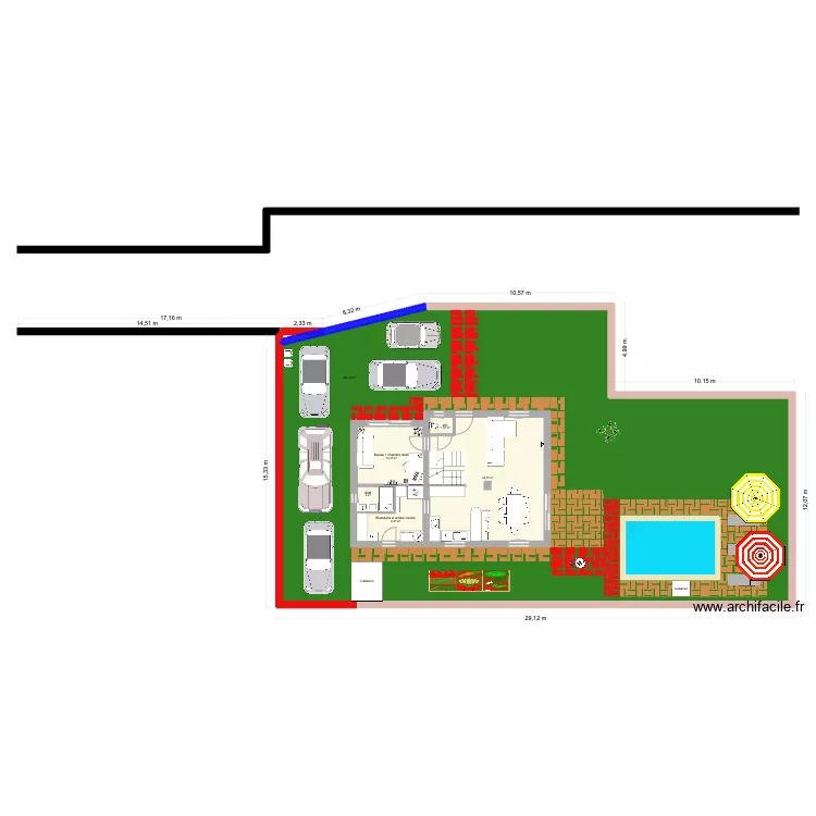 Maison modifi&eacute;e am&eacute;nagement jardin. Plan de 