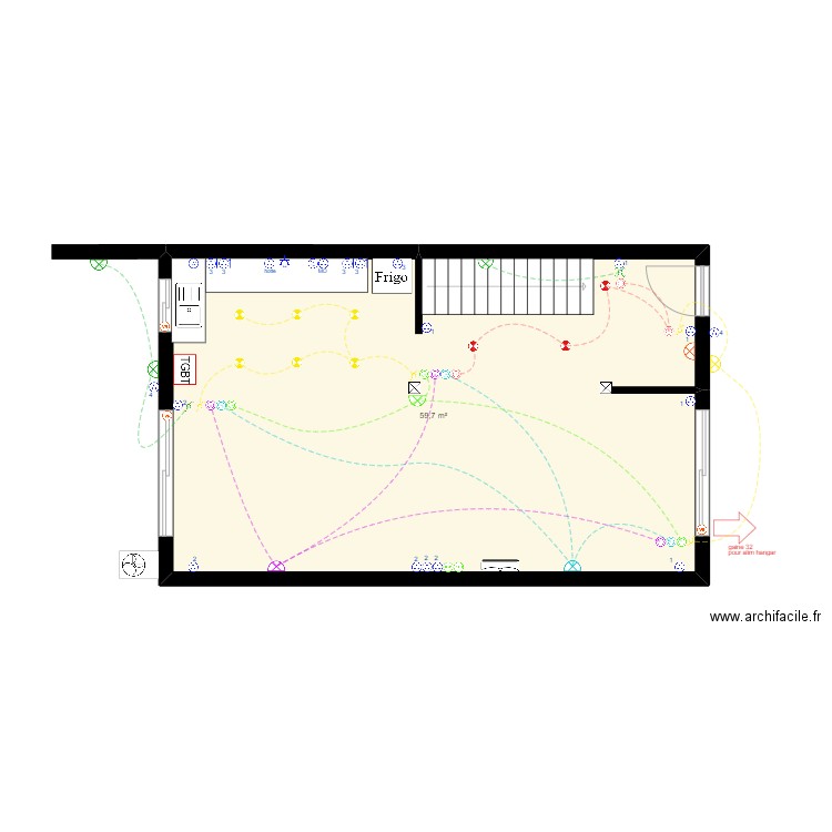 dubos. Plan de 4 pièces et 80 m2