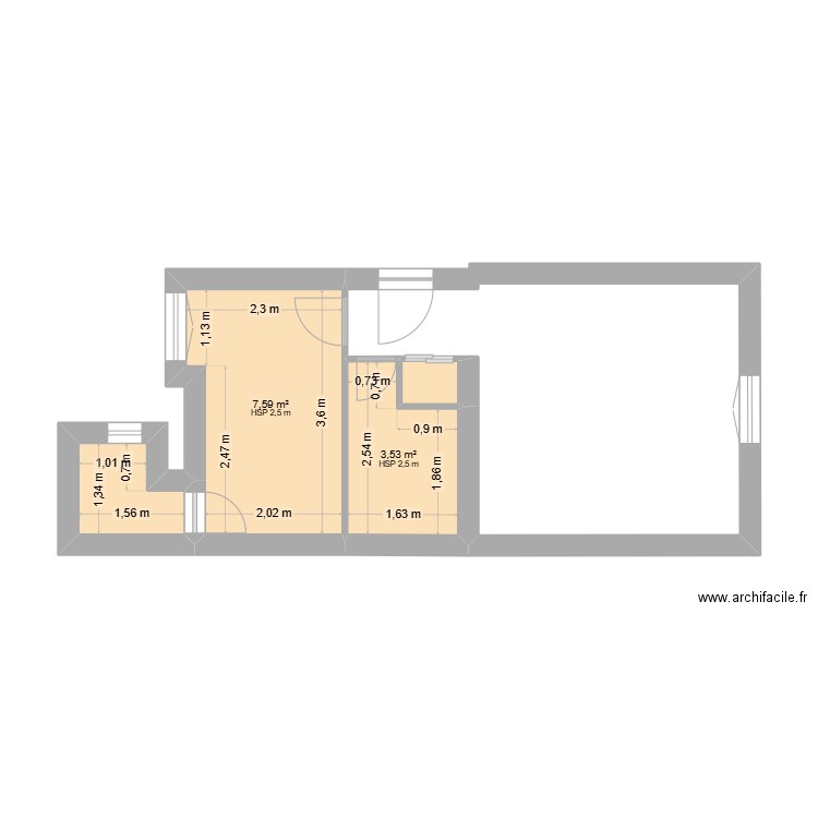 bertin amelioré. Plan de 4 pièces et 13 m2